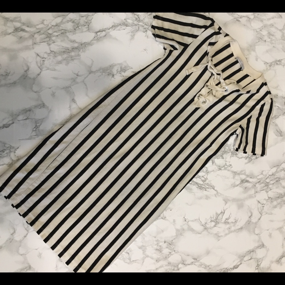 Blue and white dress